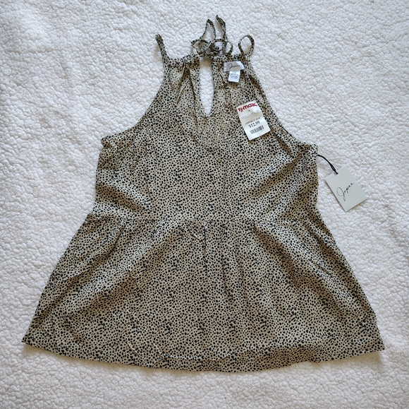 *5 for $25*NWT Japna Women's Med Cheetah Print Spaghetti Strap Halter Peplum Top - Picture 4 of 15